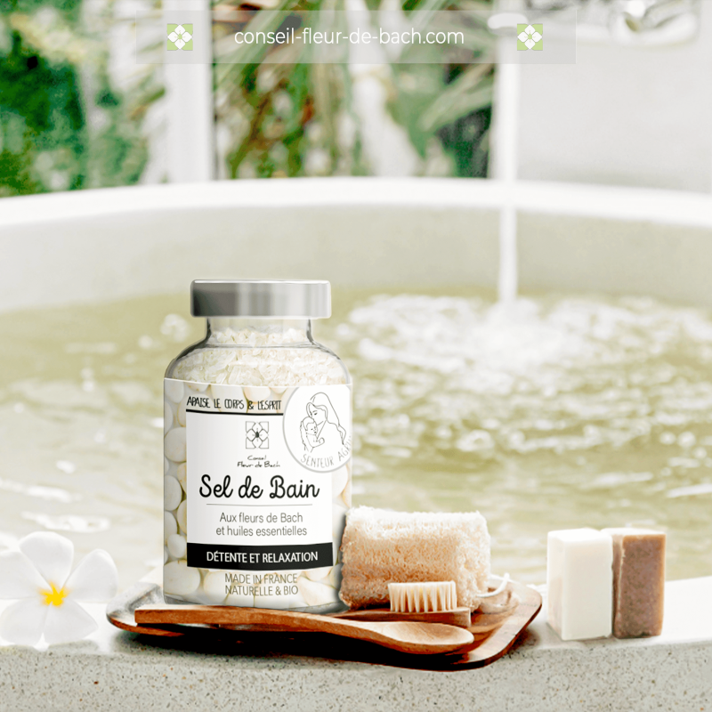 Sel de bain aux fleurs de Bach et aux Huiles essentielles - Detente et Relaxation BIO