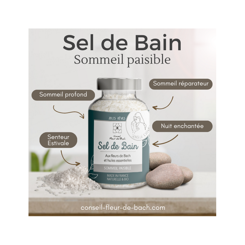 Sel de bain aux fleurs de Bach et aux Huiles essentielles - Sommeil BIO