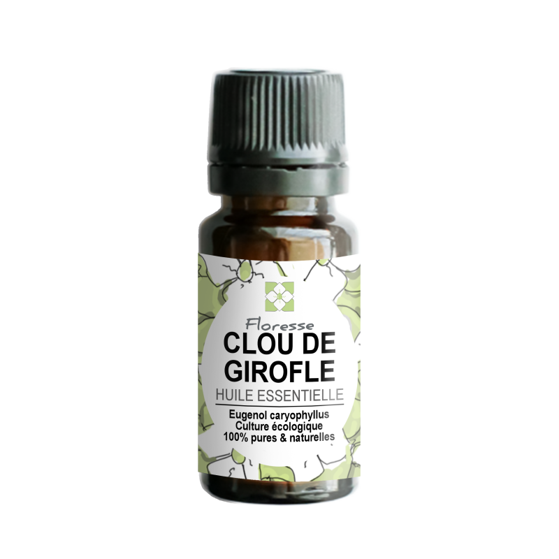FLORESSE - Huile essentielle de CLOU DE GIROFLE - 100% Pure, Naturelle, Intégrale. FLORESSE - Huile essentielle de CLOU DE GIROFLE - 100% Pure, Naturelle, Intégrale.