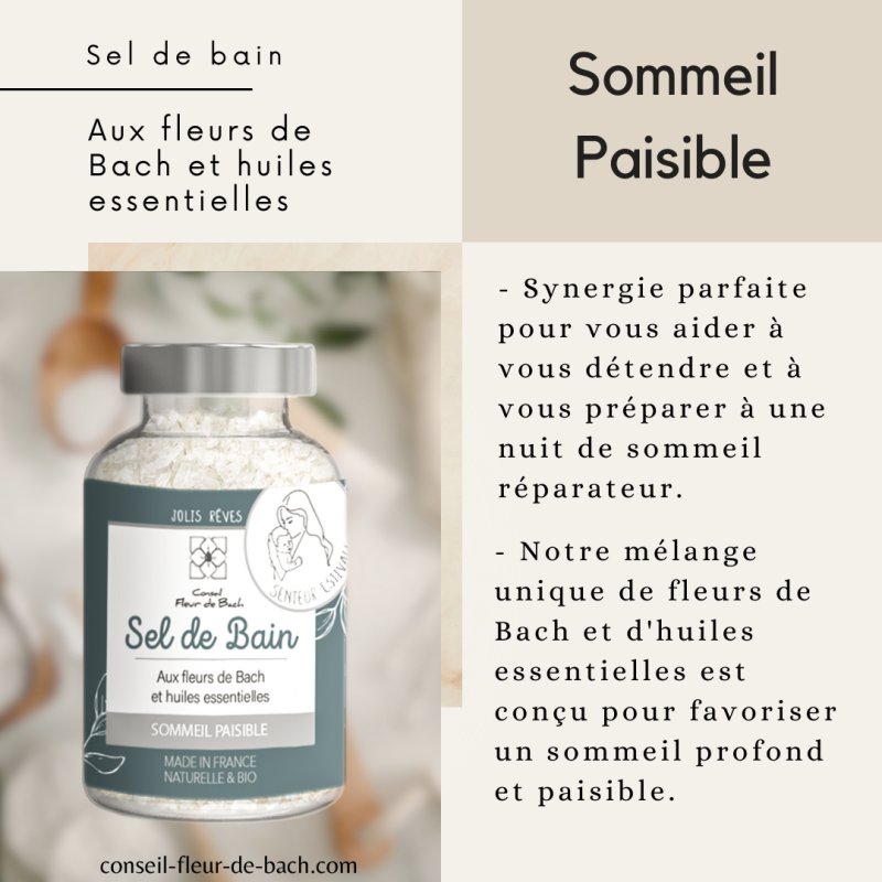 Sel de bain aux fleurs de Bach et aux Huiles essentielles - Sommeil BIO