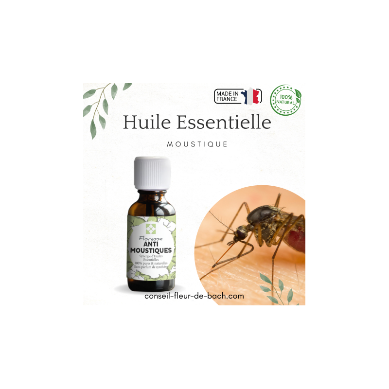 FLORESSE - Mélange d'Huiles essentielles en diffusion pour insectes - Moustiques 20 ML