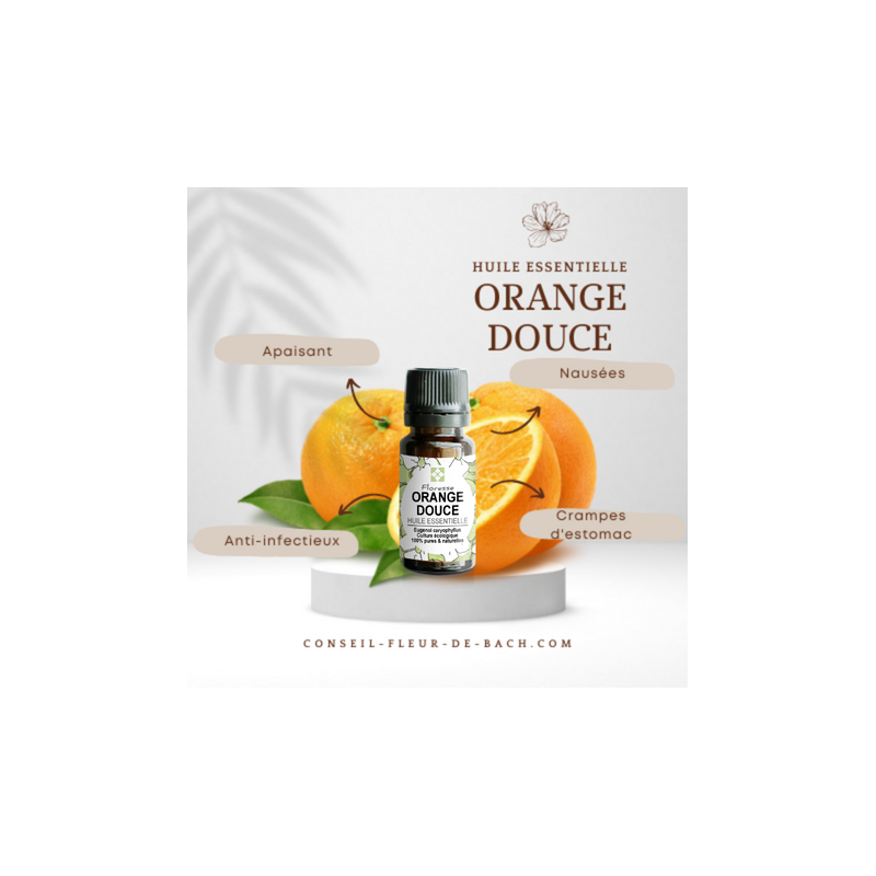 Huile essentielle d' Orange - 100% Pure, Naturelle, Intégrale. FLORESSE