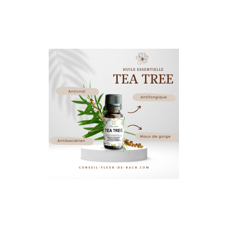 Floresse - Huile essentielle de TEA TREE- 100% Pure, Naturelle, Intégrale.