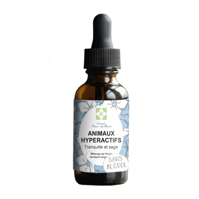 Fleurs de Bach Animaux Hyperactifs Sans Alcool- un mélange Efficace et Naturel