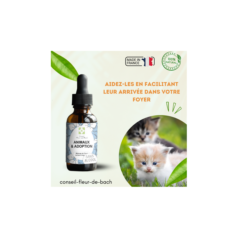 Fleurs de Bach Animaux Adoption Sans Alcool - Un mélange efficace pour son bien-être