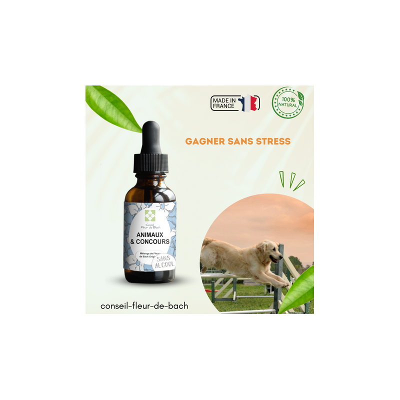 Fleurs de Bach Animaux et Concours Sans Alcool - Un produit naturel