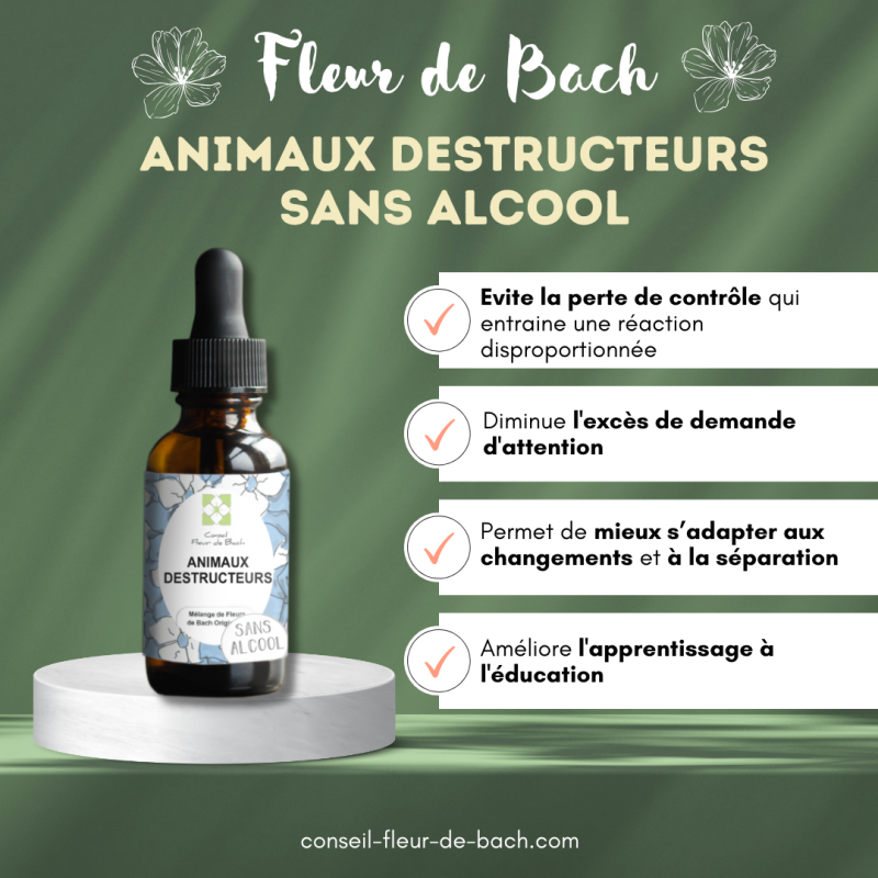Fleurs de Bach Animaux Destructeurs sans alcool- Produit naturel