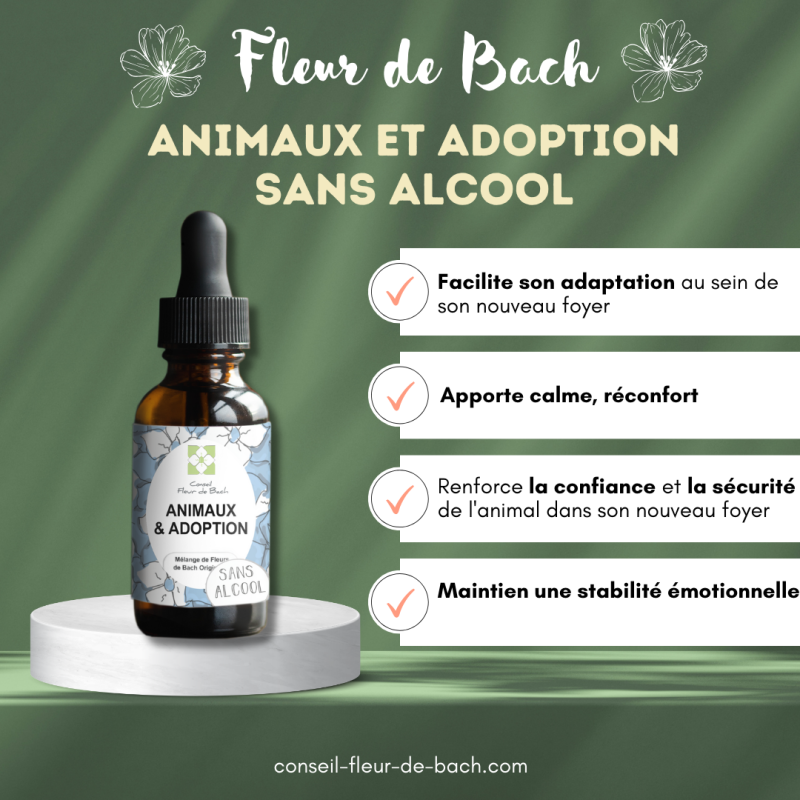 Fleurs de Bach Animaux Adoption Sans Alcool - Un mélange efficace pour son bien-être