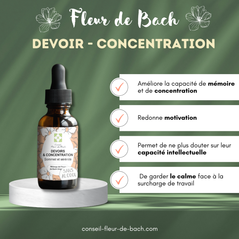 Fleurs de Bach Devoirs et Concentration- Motivation  et Concentration