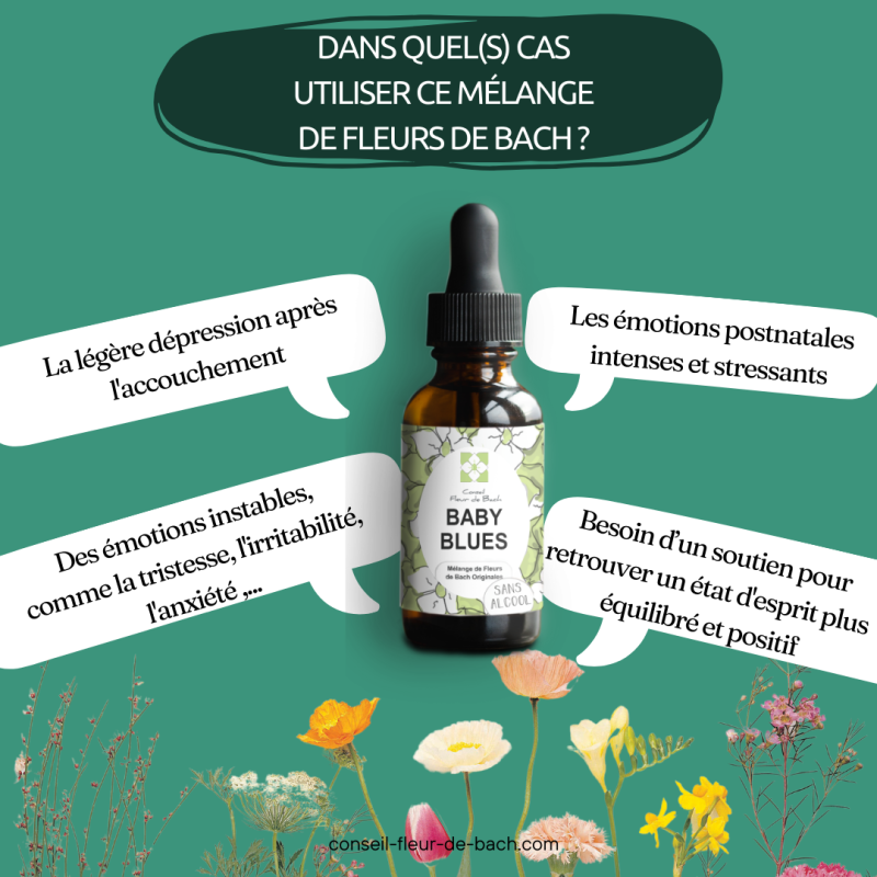 Fleur de Bach Baby Blues un mélange naturel pour l'après grossesse