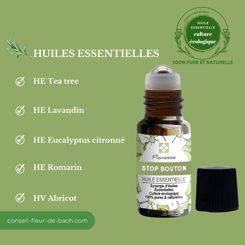 Mélange d'huiles essentielles pour éliminer les boutons  en Roll-on- SOS idéal