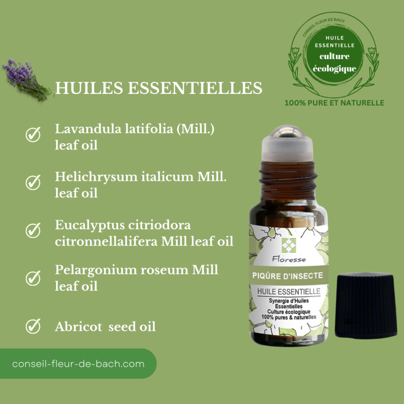 Roll-on d'Huiles Essentielles Piqûres d'insectes - Conseil fleur de Bach