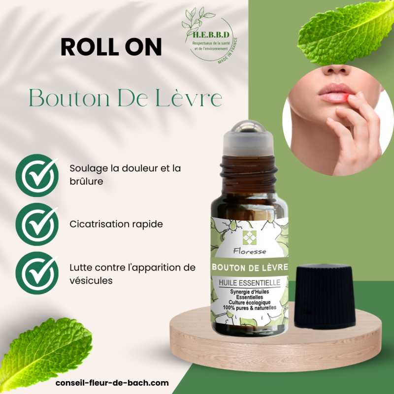 Mélange d'huiles essentielles pour stopper les boutons de fièvre en Roll-on- SOS idéal