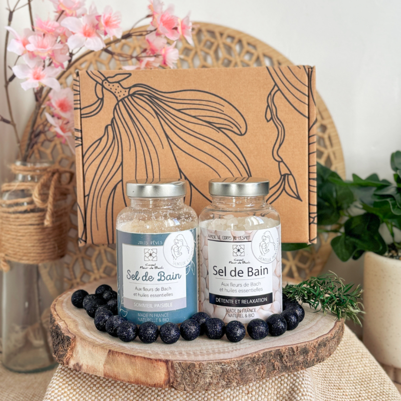 Coffret de sels de Bain aux fleurs de Bach et aux huiles essentielles Coffret de sels de Bain aux fleurs de Bach et aux huiles essentielles