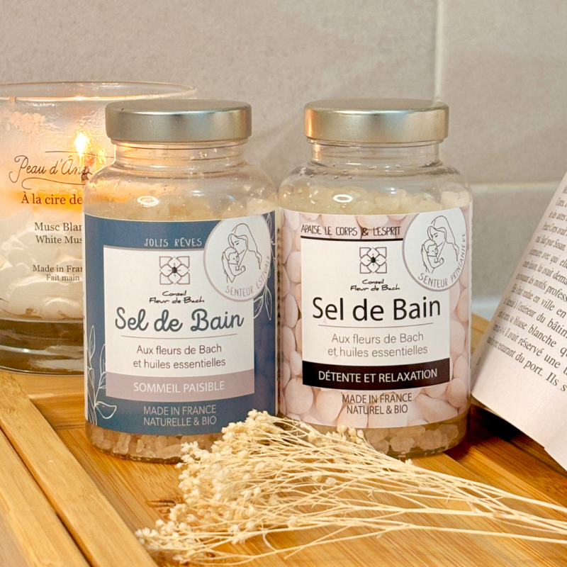 Coffret de sels de Bain aux fleurs de Bach et aux huiles essentielles