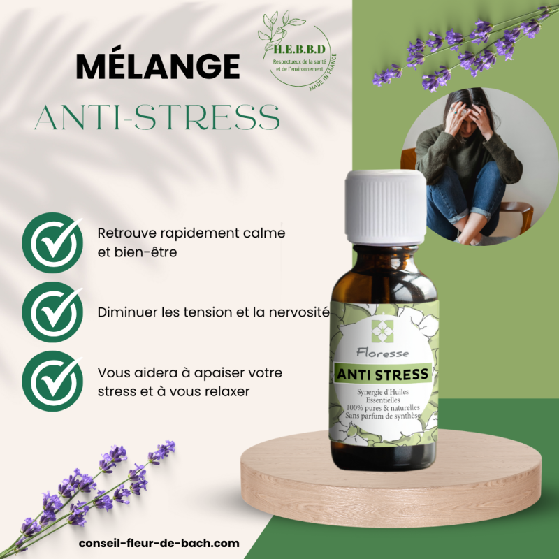 FLORESSE - Mélange d'huiles essentielles en diffusion Anti Stress - 20ML